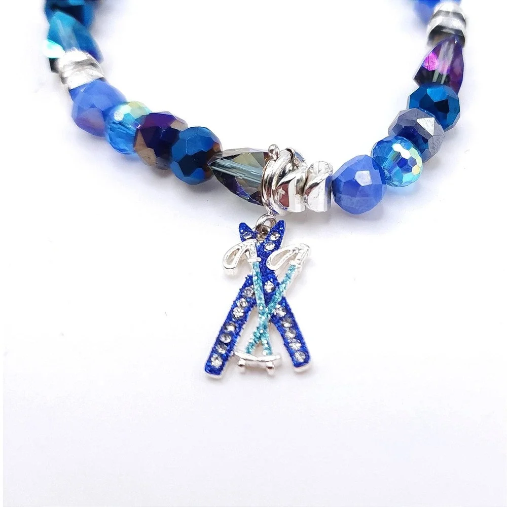 Bomb Party Ski Slopes Beaded Stretch Bracelet Set of 2 Multi Glass Beads 7.5